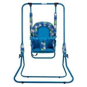 Leagan pentru copii AppeKids Blue Dots, cu spatar reglabil si bara detasabila, pliabil (Albastru) imagine