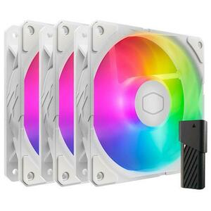 Set 3 ventilatoare CoolerMaster SickleFlow Edge, 120mm, RGB, 650-1800 RPM, 62 CFM (Alb) imagine