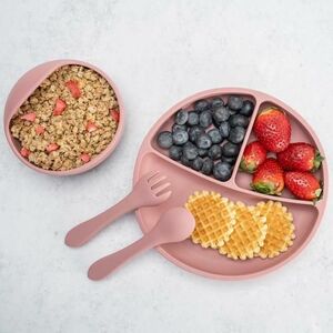 Set Diversificare AppeKids Basic Old Rose, 100% Silicon, 6 luni+ imagine