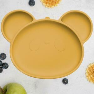 Farfurie din silicon cu ventuza AppeKids Panda Honey, 6 luni+, Galben imagine