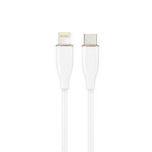 Cablu alimentare si date GEMBIRD CC-USB2S-CM8PM-1.5M-W, USB 2.0 Type-C (T) la Lightning (T), 20W, 1.5m, protectie silicon, Alb imagine