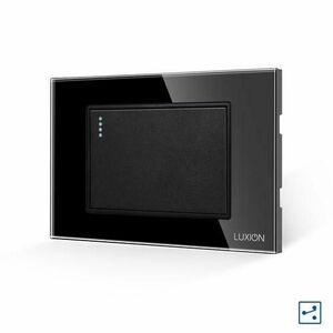 Intrerupator Simplu Cap Scara Mecanic LUXION cu Rama din Sticla, Standard Italian, 3M (Negru) imagine