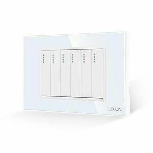 Intrerupator Mecanic 6 Posturi LUXION cu Rama din Sticla, Standard Italian, 3M (Alb) imagine