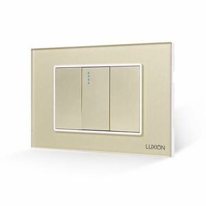 Intrerupator Simplu Mecanic 1M si 2 Taste False LUXION cu Rama din Sticla, Standard Italian, 3M (Auriu) imagine