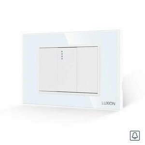 Intrerupator cu Revenire (Sonerie) Mecanic 1M si 2 Taste False LUXION cu Rama din Sticla, Standard Italian, 3M (Alb) imagine
