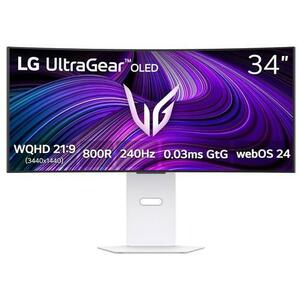 Monitor OLED Gaming LG UltraGear 34inch 34GX90SA, WQHD (3440 x 1440), HDMI, DisplayPort, Boxe, 140 Hz, 0.03 ms (Alb) imagine