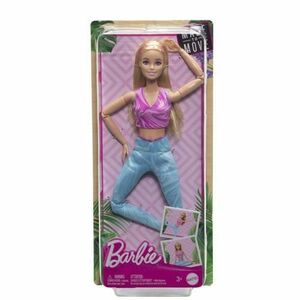 Papusa Barbie Made to Move - Blonda cu top mov, 32cm imagine