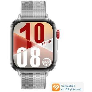 Smartwatch HUAWEI Watch Fit 4, Ecran AMOLED 1.82inch, Bluetooth, 5 ATM, Curea Textila (Argintiu) imagine