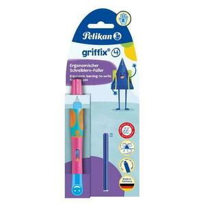 Stilou Pelikan Griffix, pentru dreptaci, culoare Lovely Pink, 1 patron, blister imagine