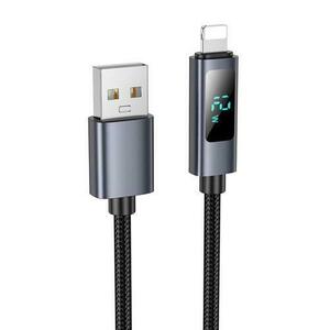 Cablu Date si Incarcare USB-A - Lightning HOCO Display X112, 18 W, 1m (Negru) imagine