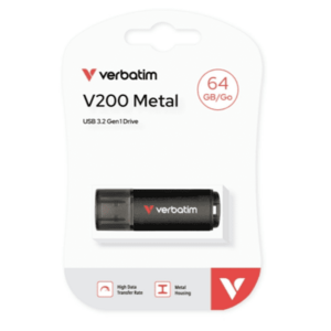 Stick Memorie Verbatim V200 Metal, 64GB, USB (Negru) imagine