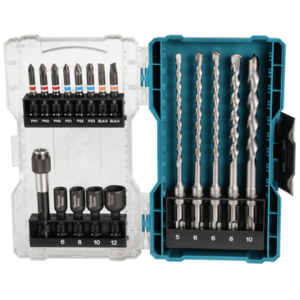 Set accesorii Makita E-07026, burghiu x 5buc, bit x 8buc, tubulara x 4buc, prelungitor x 1buc imagine