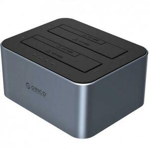 Docking Station Orico 6626C3-C-V1 2-Drive pentru HDD/SSD SATA 2.5inch/3.5inch (Gri) imagine