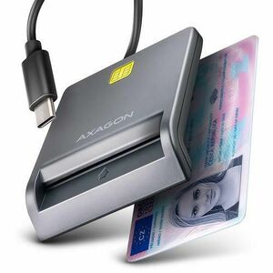 Cititor electronic carti de identitate AXAGON Smart Card FlatReader CRE-SM3TC, USB-C (Gri) imagine