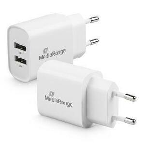 Incarcator MediaRange MRMA114, 12W, Fast Charging, 2x USB-A (Alb) imagine