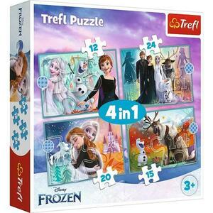 Puzzle Trefl 4 in 1 - Disney Frozen 2, Uimitoarea lume Disney, 12/15/20/24 piese imagine