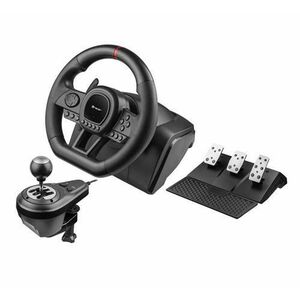 Set volan cu pedale si schimbator Tracer SimRacer TRAJOY47345 GameZone, 6in1, PlayStation 4, PC, Xbox One, Nintendo Switch (Negru) imagine