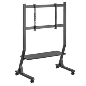 Stand TV pentru prezentare Nexio NX-LDT03-25FLW, mobil pe roti, raft dispozitive multimedia, 45-90 inch(114cm-229cm), reglabil inaltime, capacitate sustinere 60KG (Negru) imagine