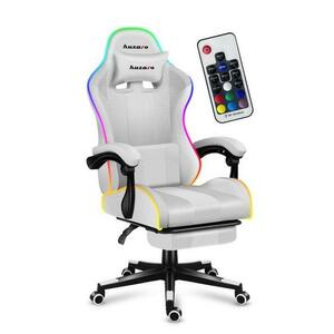 Scaun gaming Huzaro HZ-Force 4.7 RGB, Mesh, RGB LED, Suport picioare, Cotiere moi, Perne lombara & cervicala, Cadru otel (Alb) imagine