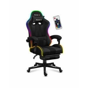 Scaun gaming Huzaro HZ-Force 4.7 RGB, Mesh, RGB LED, Suport picioare, Cotiere moi, Perne lombara & cervicala, Cadru otel (Negru) imagine