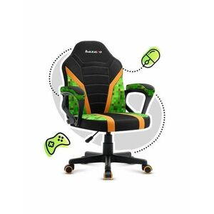 Scaun gaming copii Huzaro HZ-Ranger 1.0, Mesh Pixel, Cotiere moi, Cadru Timber FX, Design ergonomic (Verde/Negru) imagine