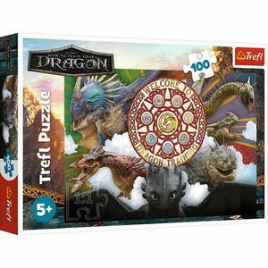 Puzzle 100 elemente, Smoki in actiune, 5 ani+, Multicolor imagine