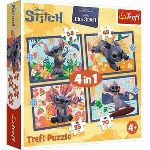 Puzzle Trefl 4 in 1 - Vacanta lui Stitch in Hawaii (Multicolor) imagine