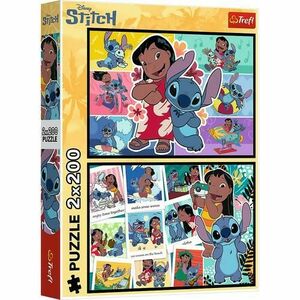 Puzzle Trefl din 2 x 200 piese - Viata fericitt a lui Stitch imagine