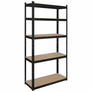 Raft metalic Rebel RB-1251B, 5 polite, 750 Kg, MDF, 180X90X40 cm (Negru) imagine