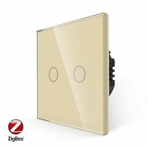 Intrerupator Dublu cu Touch din Sticla LUXION LX-ZT-201G-G, protocol ZigBee (Auriu) imagine