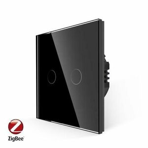 Intrerupator Dublu cu Touch din Sticla LUXION LX-ZT-201G-B, protocol ZigBee (Negru) imagine