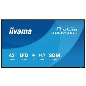Ecran Profesional IPS LED Iiyama 42.5inch LH4375UHS-B2AG, UHD (3840 x 2160), HDMI, DisplayPort, Boxe (Negru) imagine
