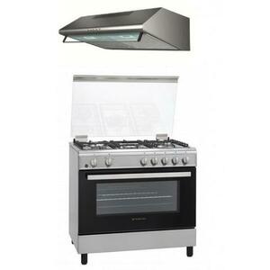 Pachet Aragaz Studio Casa Tivoli, 5 Arzatoare gaz, Grill electric, Rotisor + Hota clasica Studio Casa ST 2196, 2 motoare, 90 cm (Argintiu) imagine