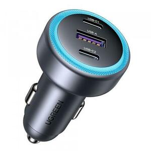 Incarcator Auto UGREEN EC307, 30W, 3A, 1 x USB-C - 2 x USB-A, Gri imagine