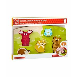 Puzzle din lemn Hape - Atinge si recunoaste, animale salbatice imagine