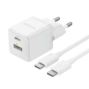 Incarcator retea Baseus Palm P1011160A213-00, 30 W, 1 x USB Type-C, 1 x USB (Alb) imagine