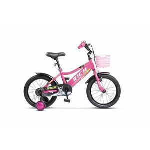 Bicicleta Copii 3-5 ani Rich R1405A, Roti 14 Inch, Frana fata V-Brake, Frana Spate Tambur, Roti Ajutatoare (Roz/Alb) imagine