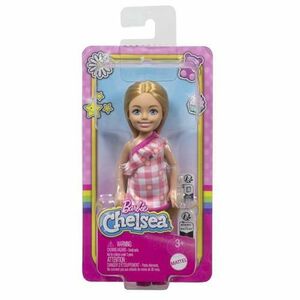 Papusa - Barbie Chelsea - Blonda cu rochita roz in carouri - Barbie - Mattel imagine