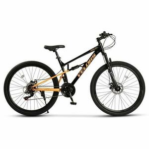 Bicicleta MTB-Full Suspension Velors Trail 2.7 V27271D, roti 27.5inch, cadru aluminiu, 21 viteze, Frane pe Disc Mecanice, Negru/Portocaliu imagine