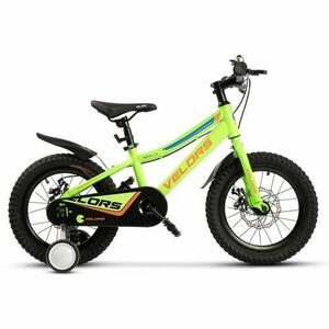 Bicicleta Copii 4-6 ani Velors V16345A, roti 16inch, Sistem franare pe disc, cadru otel, Verde/Portocaliu imagine