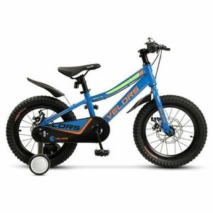Bicicleta Copii 4-6 ani Velors V16345A, roti 16inch, Sistem franare pe disc, cadru otel, Albastru/Verde imagine