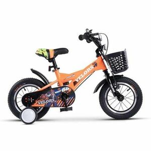 Bicicleta Copii 2-4 ani Velors V1201A, roti 12inch, frana tip V-brake, Portocaliu imagine