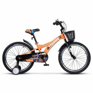 Bicicleta Copii 5-7 ani Velors V1801A, roti 18inch, frana tip V-brake, Portocaliu imagine