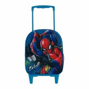 Troler 3D Spiderman cu 1 compartiment mare cu fermoar, 1 buzunar lateral, 2 roti de silicon, 2 bretele reglabile, marime 38.5 x 28 x 13.5cm imagine