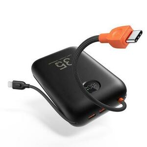 Acumulator extern Veger W3018BLK, 35 W, 30000 mAh, USB-A, Cabluri Lightning si USB Type-C, Display LED (Negru) imagine