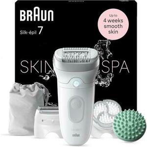 Epilator Braun Silk-epil SE7-081 Skin Spa, Autonomie 40 minute, Smart Light, 40 pensete (Alb) imagine