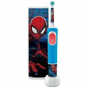 Periuta de dinti electrica Oral-B Pro Kids Spiderman pentru copii, Curatare 2D, 2 programe, 1 capat, Autocolante, Husa calatorie (Albastru/Rosu) imagine