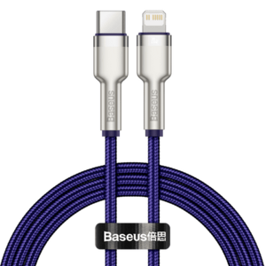 Cablu de date Baseus Cafule Metal CATLJK-A05, USB Type-C - Lightning, 20W, 1m, impletitura nylon (Mov) imagine
