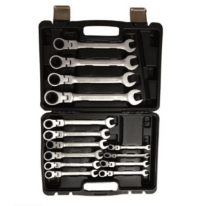 Trusa chei combinate cu clichet si cap articulat dimensiuni de la 8 la 24mm 14 piese imagine