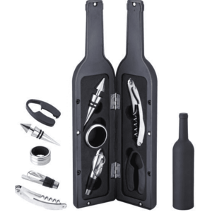 Set cadou in forma de STICLA cu 5 accesorii pentru vin cu 6 piese 32 cm LY imagine